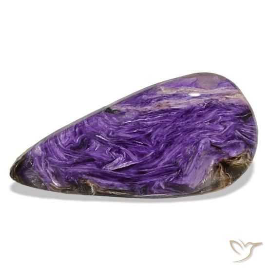 Charoïte violet naturelle en forme de poire, 19,48 ct, opaque