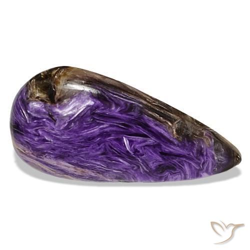 Charoïte violet naturelle en forme de poire, 19,48 ct, opaque
