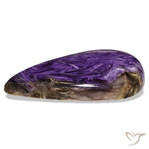 Charoïte violet naturelle en forme de poire, 19,48 ct, opaque
