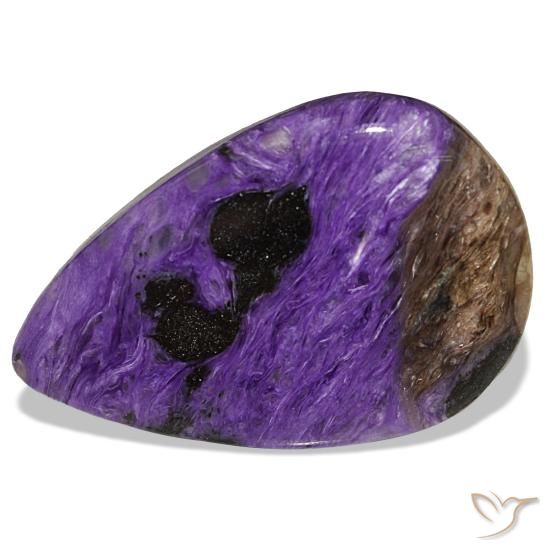 Charoïte violet naturelle en forme de poire, 34,66 ct, opaque