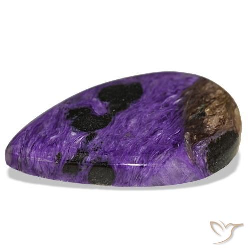 Charoïte violet naturelle en forme de poire, 34,66 ct, opaque