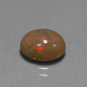 Opale chocolat multicolore naturelle coupe ovale, 1,42 ct, opaque