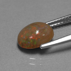 Opale chocolat multicolore naturelle coupe ovale, 1,42 ct, opaque