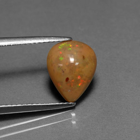 Opale chocolat multicolore naturelle en forme de poire, 1,64 ct, opaque