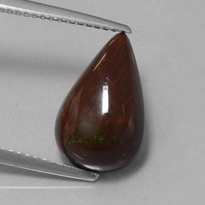 Opale chocolat marron naturelle en forme de poire, 3,83 ct, opaque