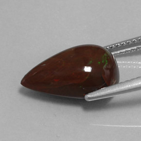 Opale chocolat marron naturelle en forme de poire, 3,83 ct, opaque