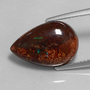 Opale Chocolat Multicolore naturelle En forme de poire, 5.15 ct, Opaque