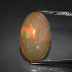 Opale chocolat multicolore naturelle coupe ovale, 10,52 ct, opaque