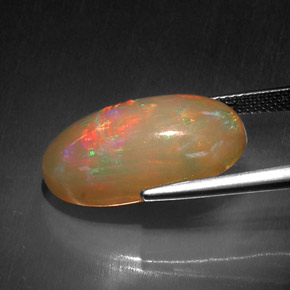 Opale chocolat multicolore naturelle coupe ovale, 10,52 ct, opaque
