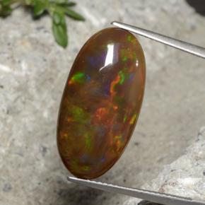 Opale chocolat multicolore naturelle coupe ovale, 7,66 ct, opaque