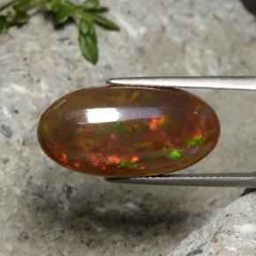 Opale chocolat multicolore naturelle coupe ovale, 7,66 ct, opaque