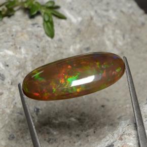 Opale chocolat multicolore naturelle coupe ovale, 7,66 ct, opaque