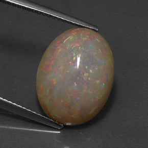 Opale chocolat multicolore naturelle coupe ovale, 5,59 ct, opaque
