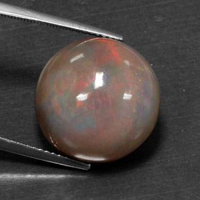 Opale chocolat multicolore naturelle coupe roude, 11,31 ct, opaque