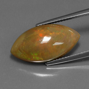 Opale chocolat multicolore naturelle marquise, 5,99 ct, opaque