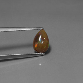 Opale chocolat multicolore naturelle en forme de poire, 0,92 ct, opaque