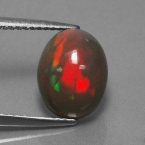 Opale chocolat multicolore naturelle coupe ovale, 1,87 ct, opaque