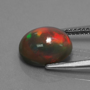 Opale chocolat multicolore naturelle coupe ovale, 1,87 ct, opaque