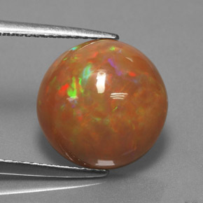 Opale chocolat multicolore naturelle coupe roude, 4,33 ct, opaque