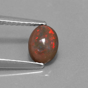 Opale Chocolat Multicolore naturelle Coupe ovale, 0.41 ct, Translucide