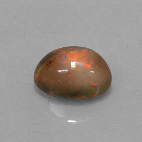 Opale chocolat multicolore naturelle coupe ovale, 0,69 ct, translucide