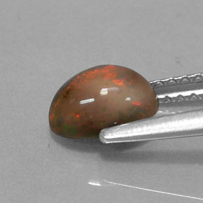 Opale chocolat multicolore naturelle coupe ovale, 0,69 ct, translucide