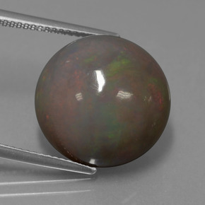 Opale chocolat multicolore naturelle coupe roude, 11,31 ct, opaque