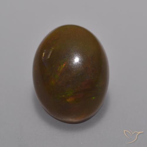 Opale Chocolat Multicolore naturelle ovale, 1.18 ct, Translucide