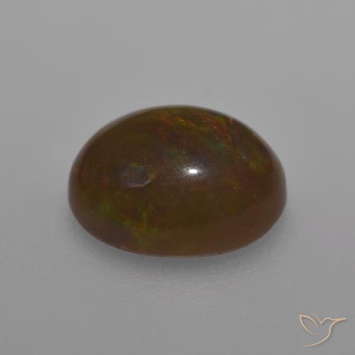 Opale Chocolat Multicolore naturelle ovale, 1.18 ct, Translucide