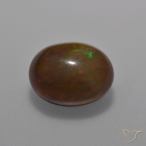 1.26ct Naturel Multicolore Opale Chocolat, ovale, Translucide
