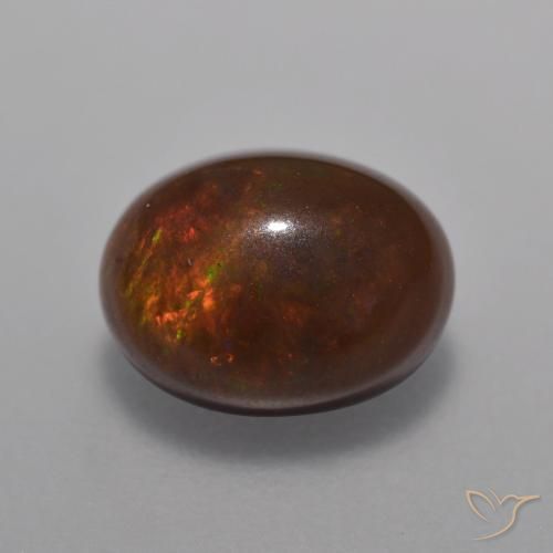 1.01ct Naturel Multicolore Opale Chocolat, ovale, Translucide