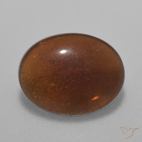 Opale Chocolat Marron chaud naturelle ovale, 0.59 ct, Translucide