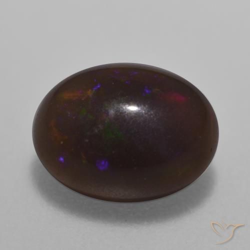 Opale Chocolat Multicolore naturelle ovale, 0.98 ct, Translucide