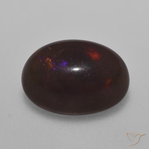 Opale Chocolat Multicolore naturelle ovale, 0.98 ct, Translucide