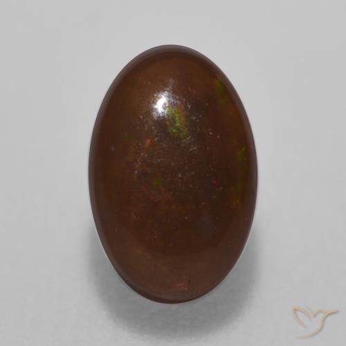 0.44ct Naturel Multicolore Opale Chocolat, ovale, Translucide