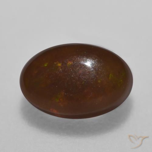 Opale Chocolat Multicolore naturelle ovale, 0.44 ct, Translucide
