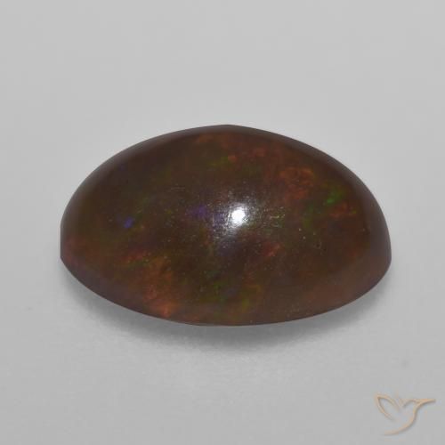 Opale Chocolat Multicolore naturelle ovale, 1.51 ct, Translucide