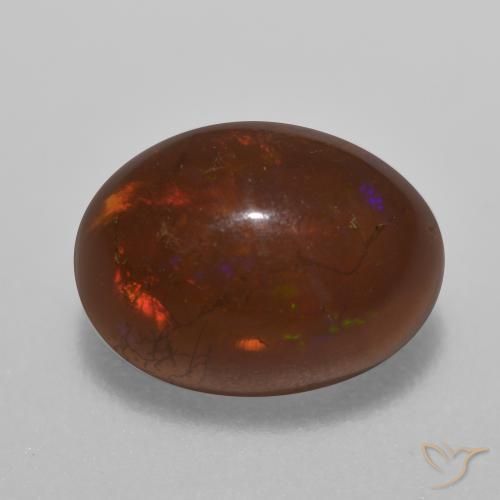 0.71ct Naturel Multicolore Opale Chocolat, ovale, Translucide