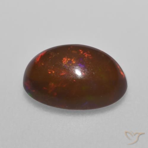 Opale Chocolat Multicolore naturelle ovale, 0.71 ct, Translucide