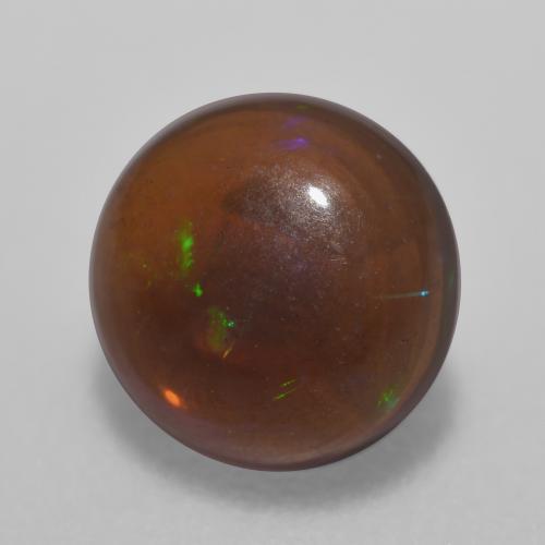 Opale chocolat multicolore naturelle coupe roude, 0,47 ct, translucide