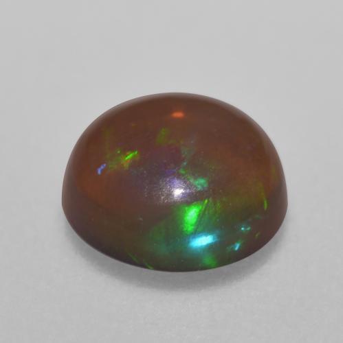 Opale chocolat multicolore naturelle coupe roude, 0,47 ct, translucide