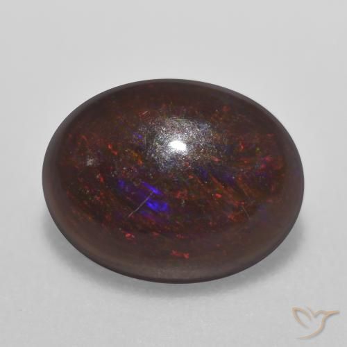 Opale Chocolat Multicolore naturelle ovale, 0.71 ct, Translucide