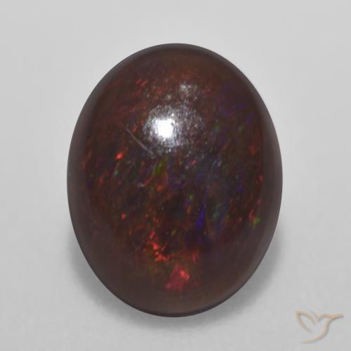 Opale Chocolat Multicolore naturelle ovale, 0.71 ct, Translucide