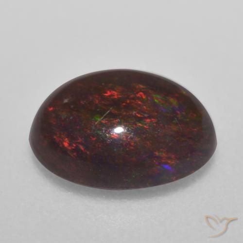 Opale Chocolat Multicolore naturelle ovale, 0.71 ct, Translucide