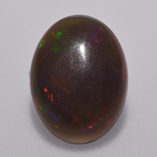 Opale chocolat multicolore naturelle coupe ovale, 0,67 ct, translucide