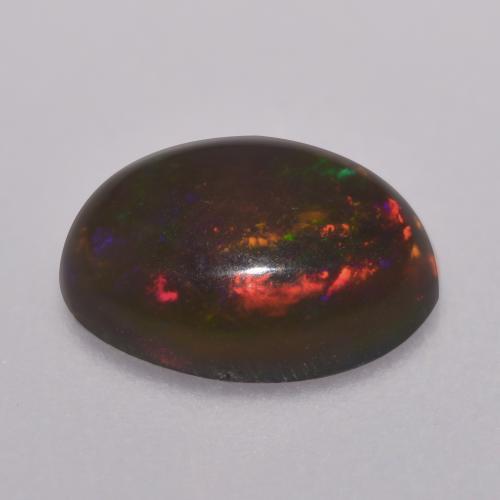Opale chocolat multicolore naturelle coupe ovale, 0,67 ct, translucide