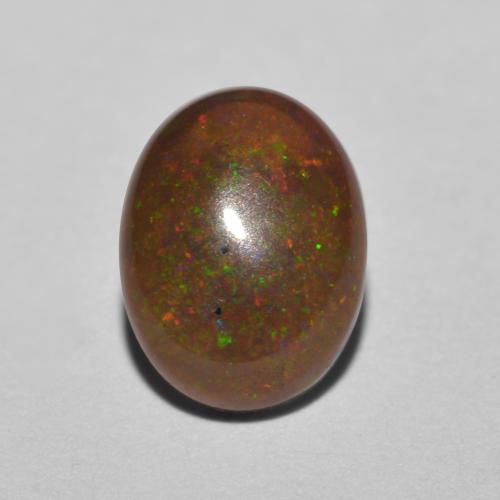 Opale chocolat multicolore naturelle coupe ovale, 0,85 ct, translucide