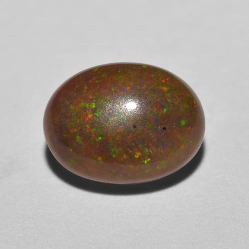 Opale chocolat multicolore naturelle coupe ovale, 0,85 ct, translucide