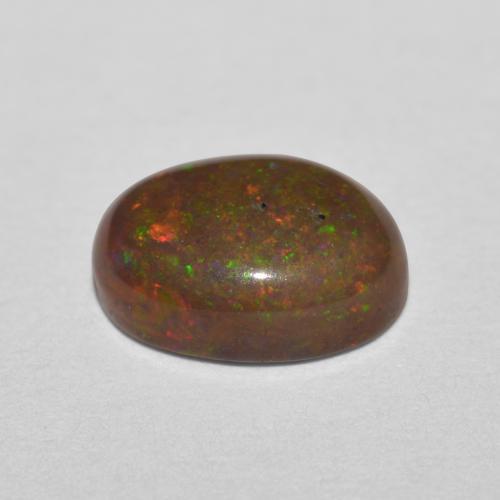 Opale chocolat multicolore naturelle coupe ovale, 0,85 ct, translucide