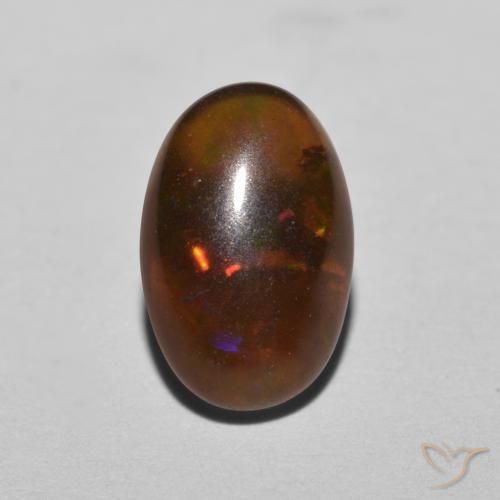 0.80ct Naturel Multicolore Opale Chocolat, ovale, Translucide